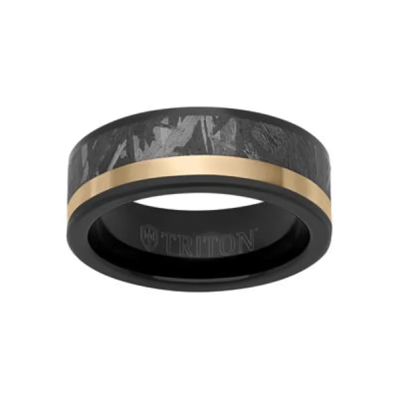 Men's 8mm Meteorite & Tungsten Wedding Band