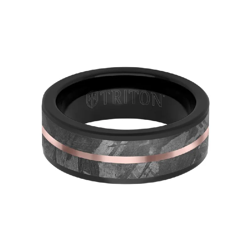 Men's 8mm Meteorite & Tungsten Wedding Band