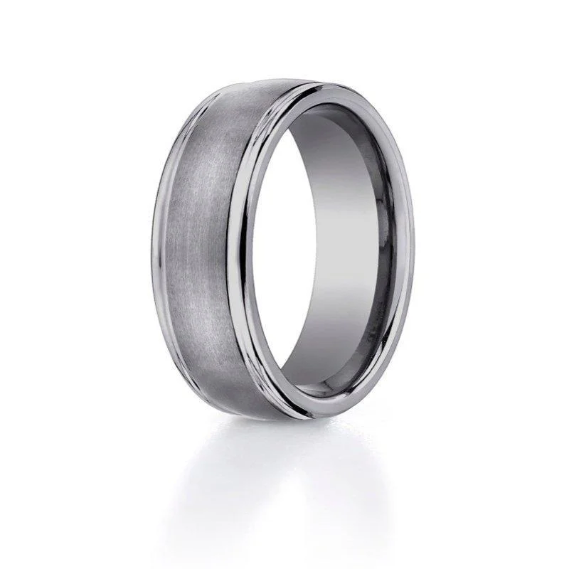 MEN'S 8MM TUNGSTEN DOUBLE RIDGE WEDDING BAND