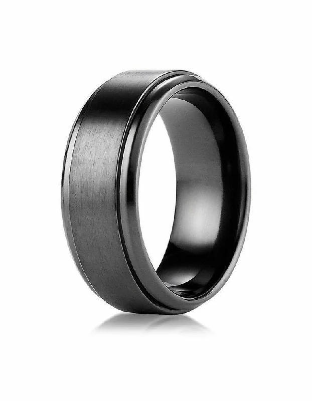 MEN'S 9MM BLACK TITANIUM RIDGE EDGE WEDDING BAND