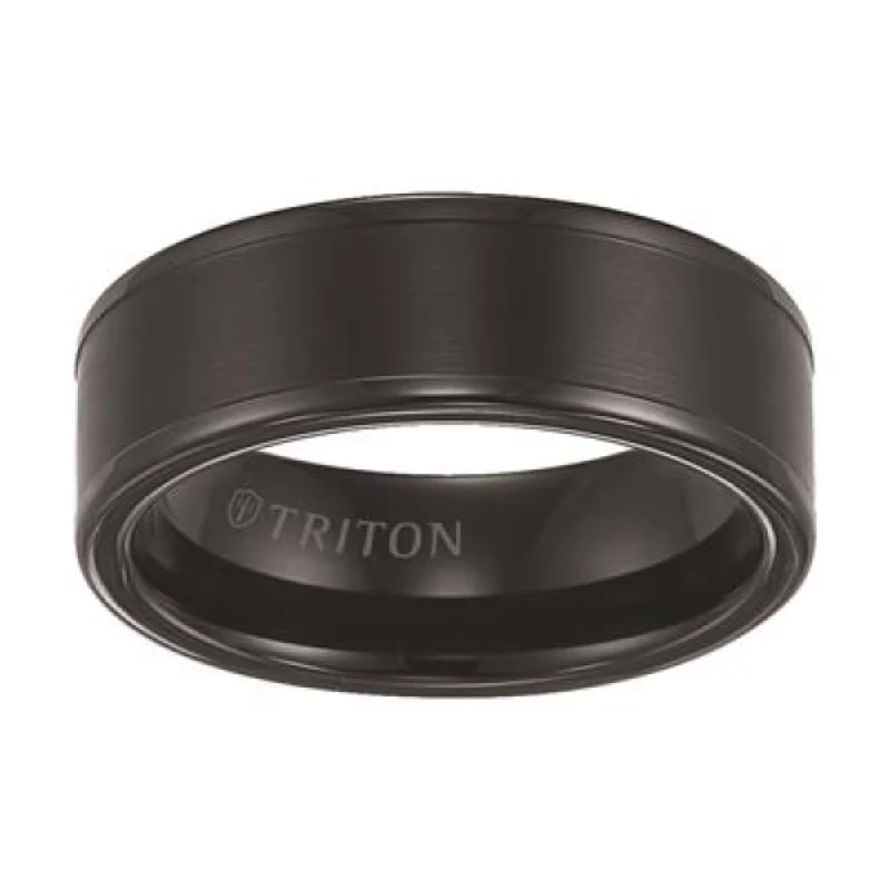 Men's Tungsten 8mm Roll Edge Wedding Band