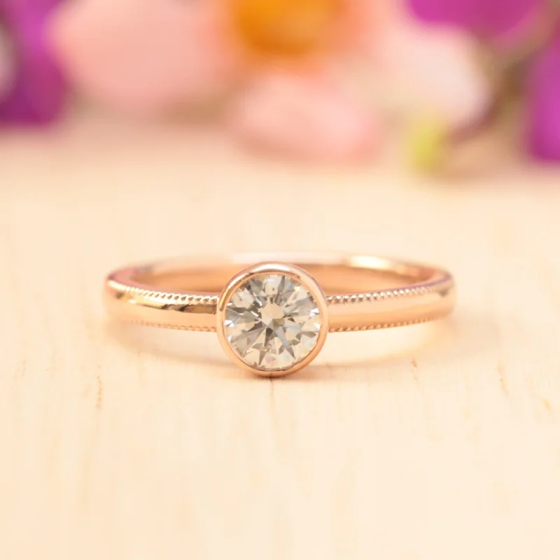 Milgrain diamond engagement ring