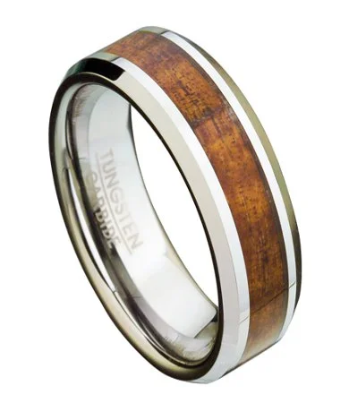 His and Hers Tungsten and Koa Wood Wedding Rings