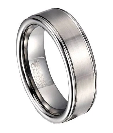 Men's Tungsten Wedding Band with Polished Rounded Edges | 8mm