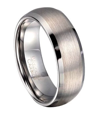 Domed Profile Tungsten Wedding Ring with Brushed Finish | 8mm