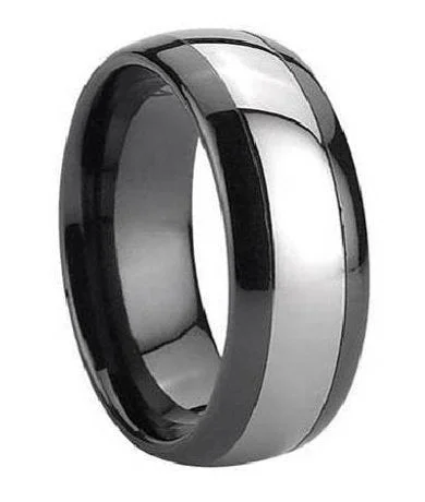 Tungsten and Black Ceramic Ring 7 mm