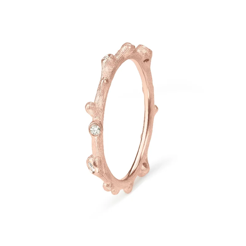 Nature Ring 18K Rosegold Ring w. Diamonds