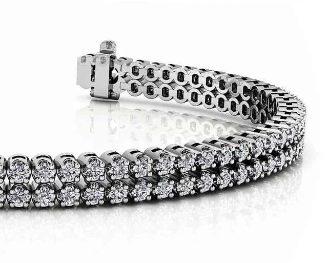 Opulent Double Row Diamond Tennis Diamond Bracelet with 3.50 ct.(finished) 1.8mm