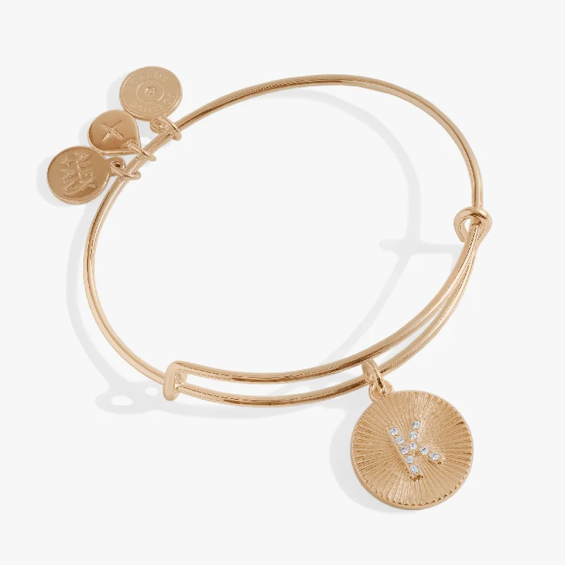 Initial K Pave Starburst Texture Bangle