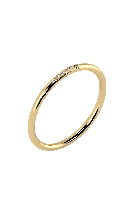 Line 18K Gold Ring w. Lab-Grown Diamonds