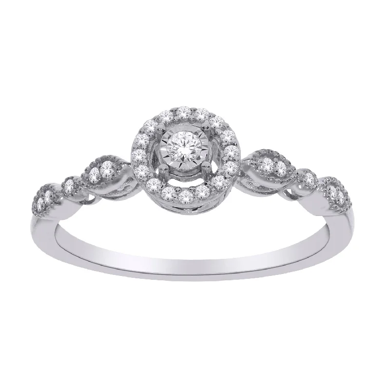 10K white gold 0.15 CTw DIAMOND Round Halo PROMISE RING