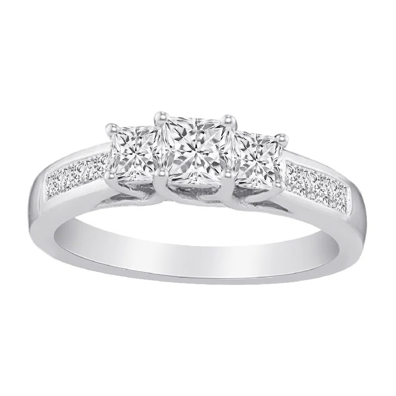 14K White Gold 1.00 ctw 9 STONE DIAMOND RING