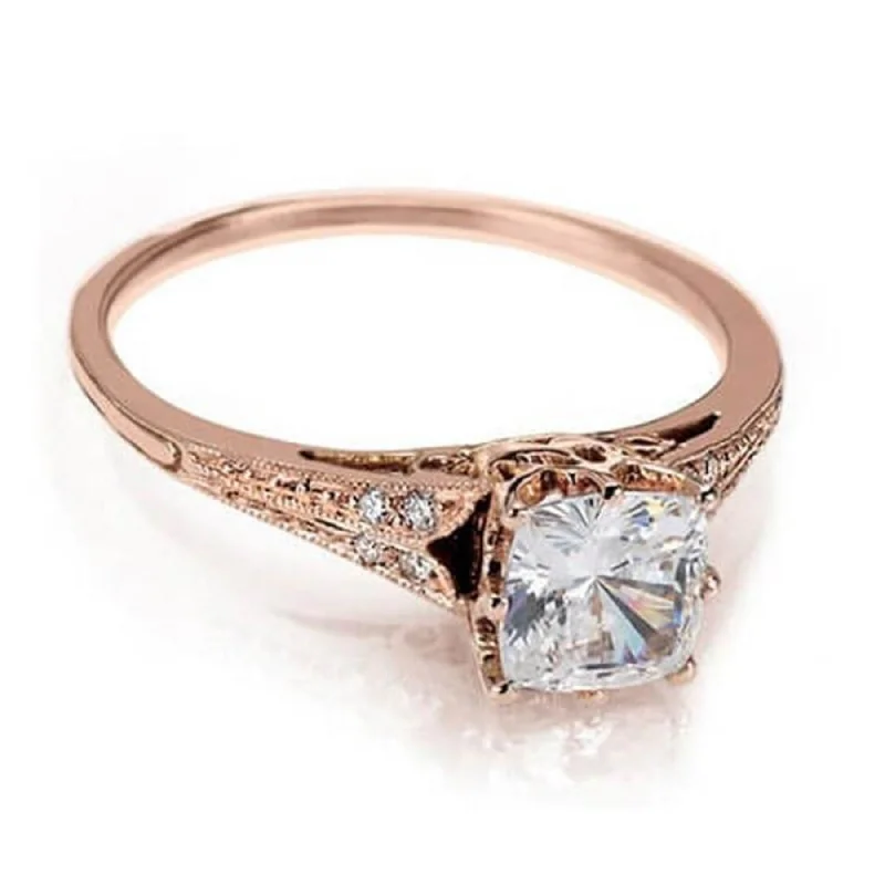 Rose Gold Cushion Cut Engagement Ring