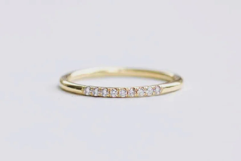 Simple & Elegant Gold Ring With Half Eternity Diamonds