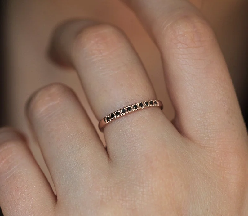 Rose Gold Pave Ring, Rose Gold Wedding Band