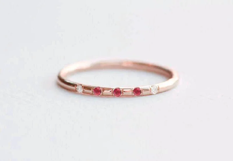 Ruby Diamond Ring, Ruby Diamond Band Ring