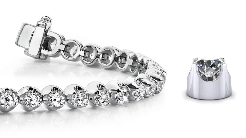 Solid Nugget Diamond  Tennis Bracelet with 3.98 ct.(finished) 2.9mm