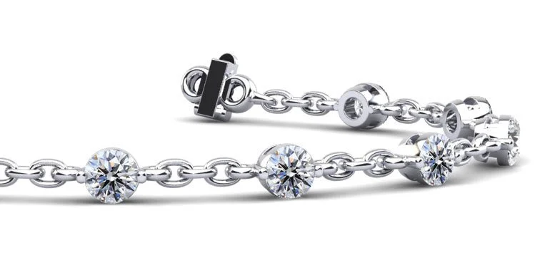 Sparkling Diamond And Chain Link Diamond Bracelet with 3.50 ct.(finished) 4.5mm