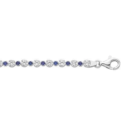 Sterling Silver Blue Cubic Zirconia Tennis Bracelet with Lobster Clasp G2689BZ