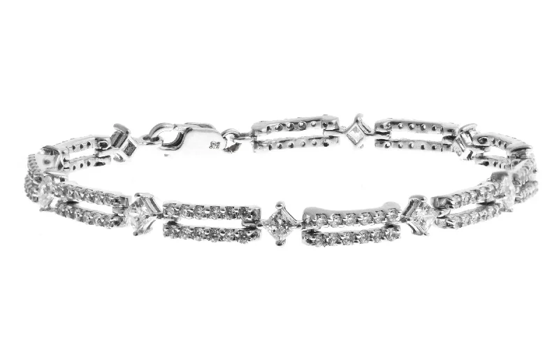 18ct White Gold Bracelet with Cubic Zirconia Stones (13.3g) LBR-1162