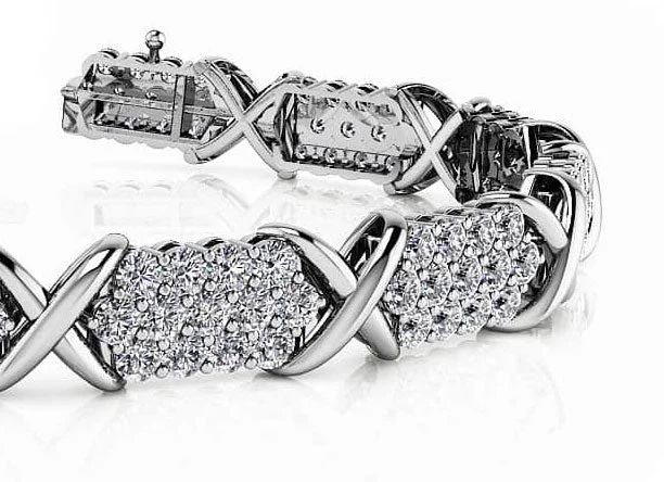 Stylized X Triple Row Diamond Bracelet with 5.72 ct.(finished) 2.25mm