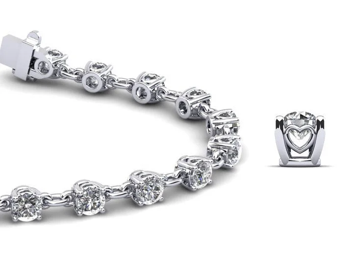 Sweetheart Chain Link Diamond Tennis Diamond Bracelet with 3.89 ct.(finished) 3.6mm