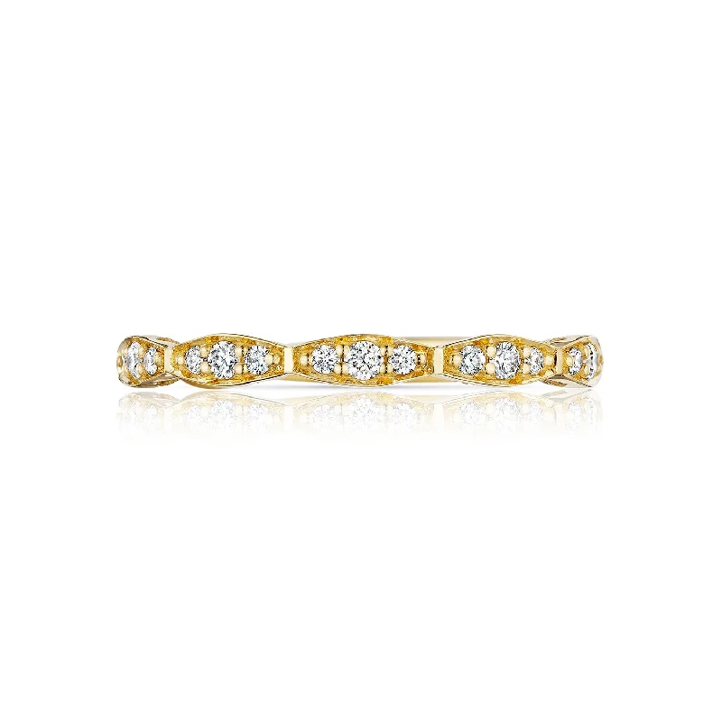 Tacori Sculpted Crescent Marquise Design Wedding Band with Diamond - 3/4 Way