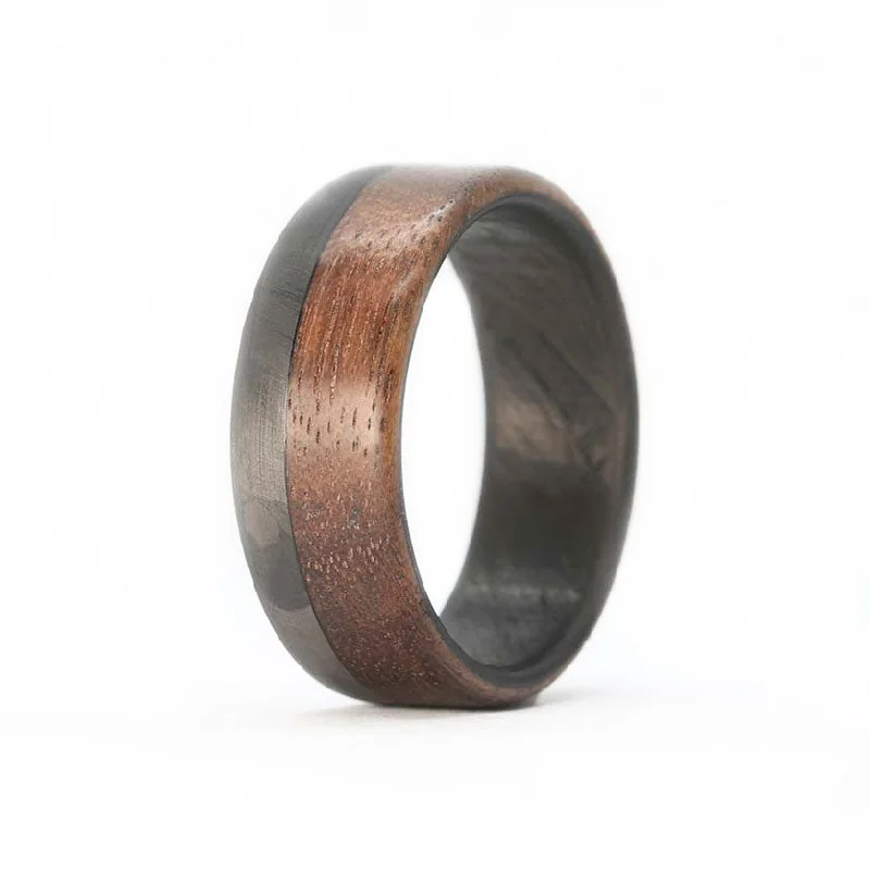 The Craftsman-Walnut Wood Men's Ring with Carbon Sleeve