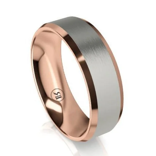 The Vanguard Titanium & Gold Bevelled Wedding Ring