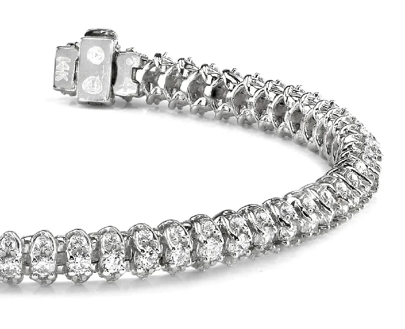 Three Row Diamond Scoop Link Diamond Bracelet with 5.04 ct.(finished) 1.25mm, 2.5mm