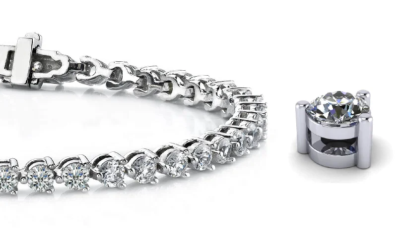 Timeless Three Prong Diamond Tennis Bracelet with 5.06 ct.(finished) 3mm