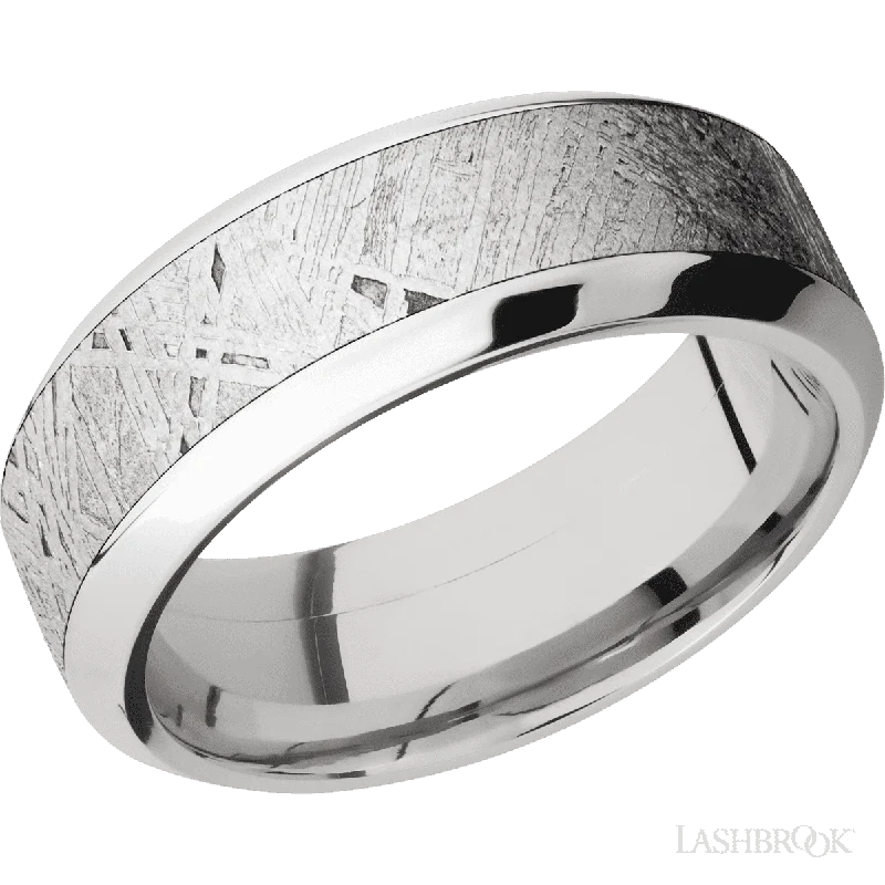 Titanium with Polish Finish and Meteorite Inlay - 8MM