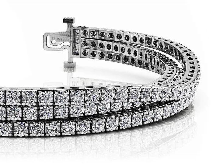 Triple Strand Flexible Diamond Tennis Diamond Bracelet with 3.65 ct.(finished) 1.5mm