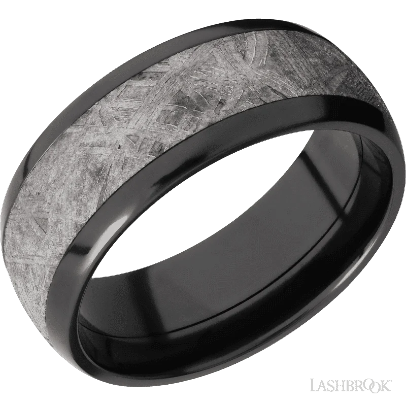 Zirconium with Polish Finish and Meteorite Inlay - 8MM